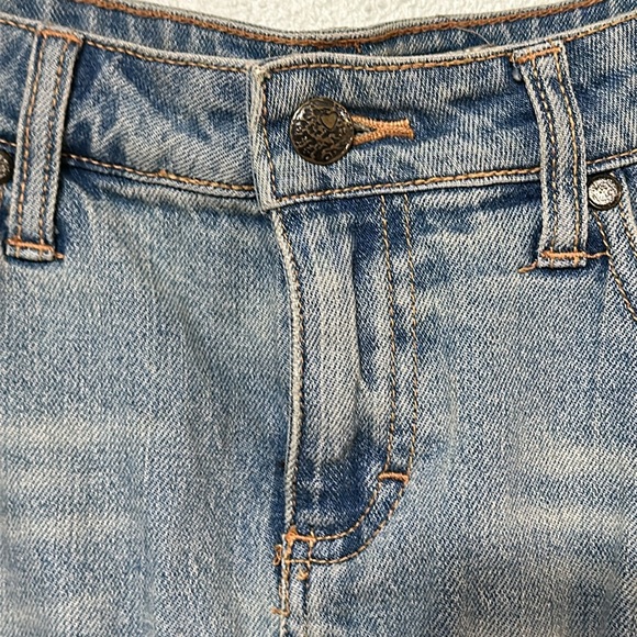 Mudd Jeans  Boho Tiered Denim and Floral Cotton Ruffle Skirt - Picture 2 of 10